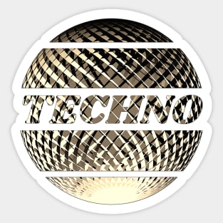 Techno disco ball in gold Sticker